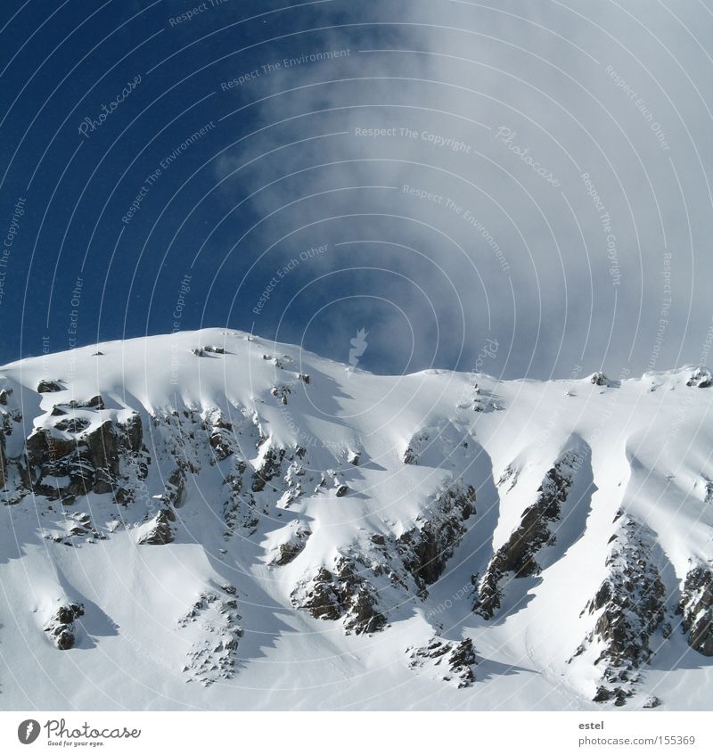 Snowdrifts I Alps Austrian Alps Clouds Blue White Mountain Glacier Winter Rock Ski run Fog Cold