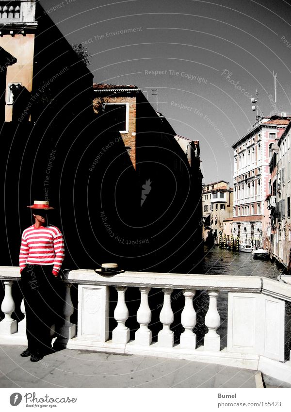rest Venice Vacation & Travel Calm Man Hat Bridge Channel Wait Gondolier City trip