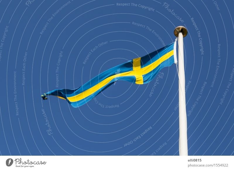 Swedish Flag Summer Feasts & Celebrations Earth Sky Clouds Wind Thin Long Blue Independence Europe Sweden Blue sky cloudscape cross shape cut out Flagpole