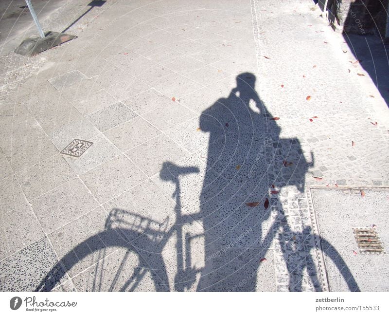 Photographed Shadow Bicycle Human being Photographer Take a photo Wheel Trip In transit Break Sidewalk Cycle path Playing Man Transport