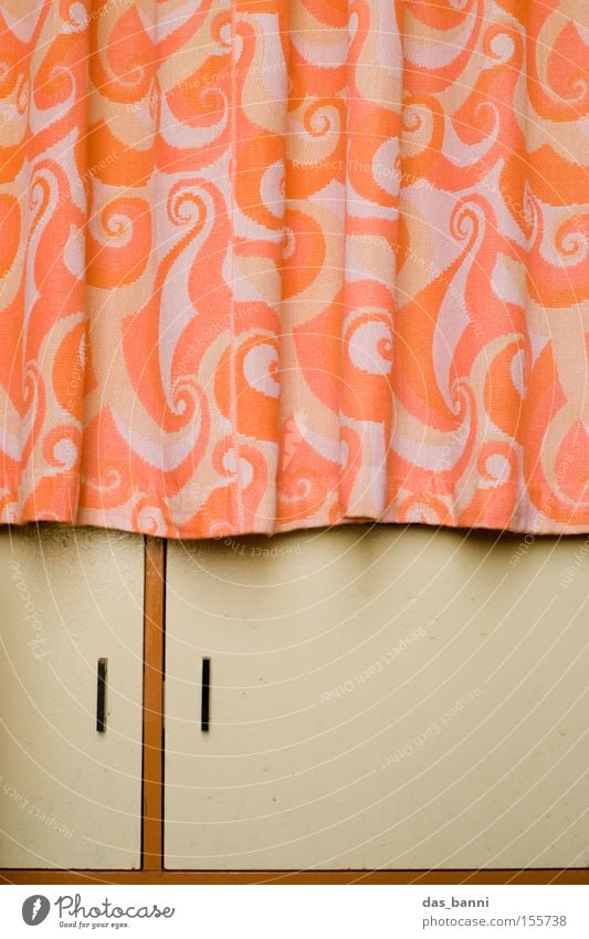 Eastern Romanticism Drape Cupboard Wood Cloth Modern Considerable Line Geometry Brown Orange Pattern Minimalistic Division Seventies Design Household Furniture