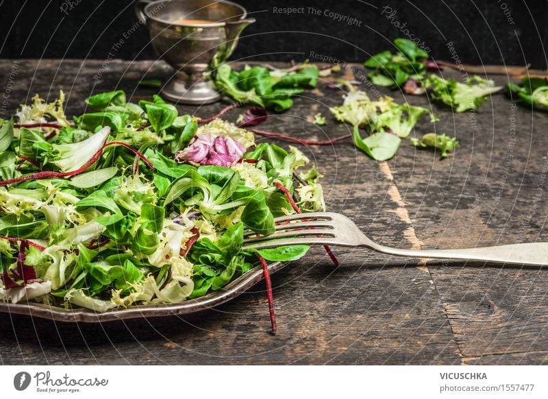 Green salad and dressing Food Vegetable Lettuce Salad Herbs and spices Cooking oil Nutrition Lunch Dinner Buffet Brunch Organic produce Vegetarian diet Diet