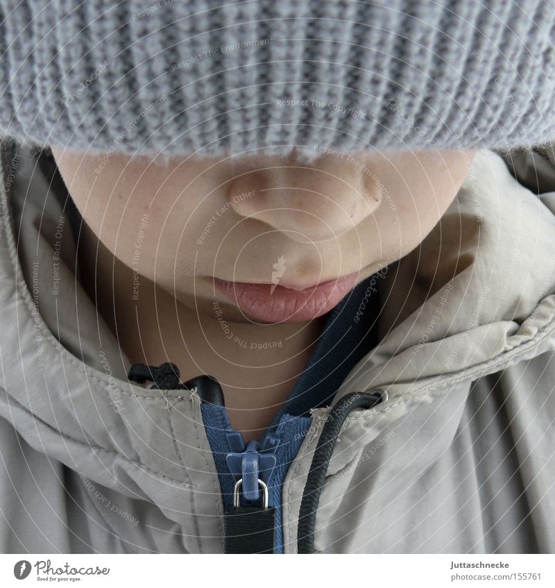 winter Boy (child) Cap Cold Grief Think Winter Nose Freeze Child Jacket Sadness warmly dressed Juttas snail Youth (Young adults)