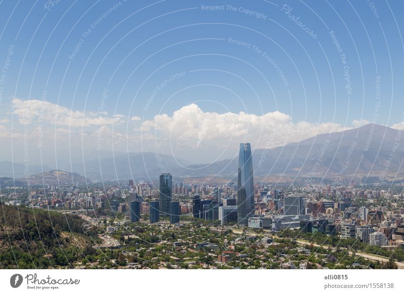 Panoramic view of Santiago de Chile Vacation & Travel Tourism Mountain Landscape Sky Town Skyline Building Architecture Tall Modern Fight bull panoramic