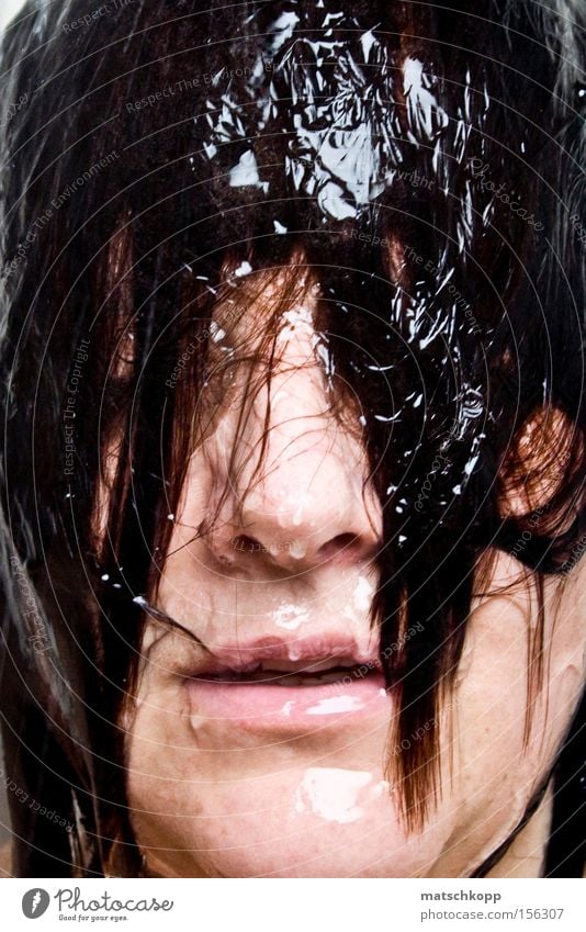 Underwater I Wet Water Hair and hairstyles Concealed Unclear Flow Soft Take a shower Wash Woman`s head Face of a woman Woman`s mouth Woman's nose Dark-haired