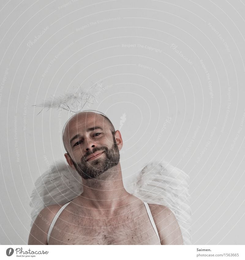 Angel of Wisdom Human being Masculine Man Adults Head Face 1 30 - 45 years Happy Inspiration Power Joie de vivre (Vitality) Ease Naked Optimism Pure