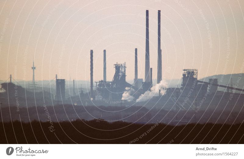 Ruhrpottromatik Industry Environment Landscape Sky Hill Industrial plant Factory Manmade structures Building Architecture Chimney Smoke Dirty Dark Gigantic