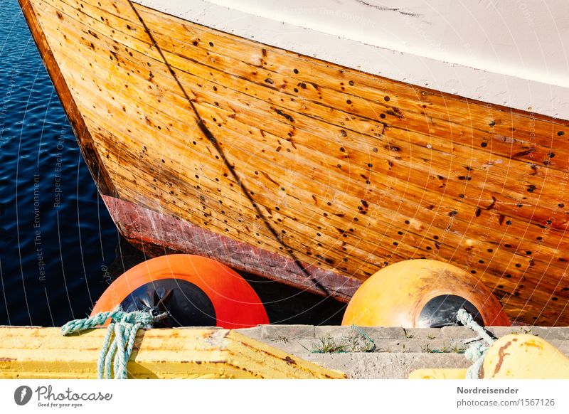 cutter Work and employment Summer Beautiful weather North Sea Baltic Sea Ocean Fishing village Harbour Navigation Fishing boat Maritime Positive Graphic Fender