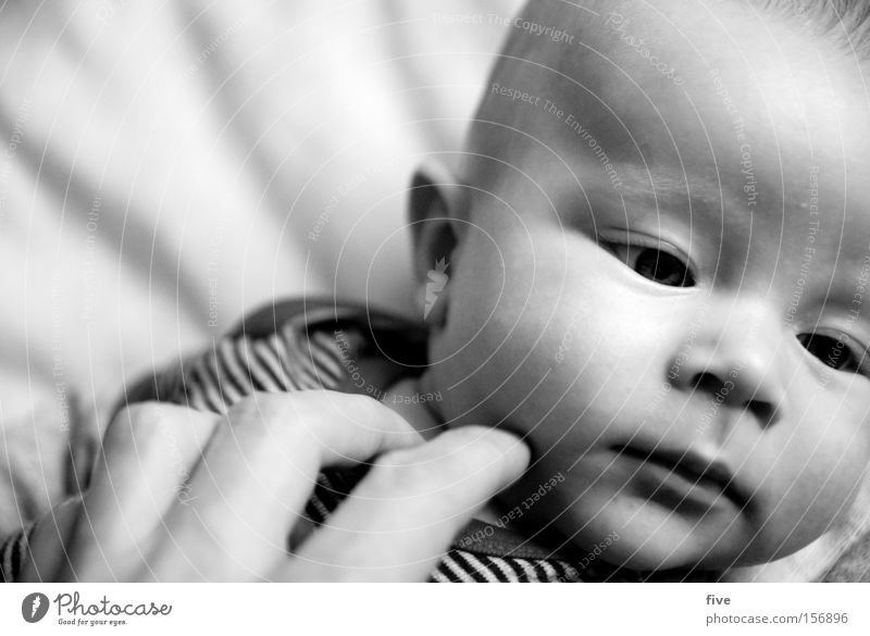 CONTACT Joy Face Child Human being Baby Toddler Parents Adults Family & Relations Head Eyes Hand Touch Contact Caresses Black & white photo Looking