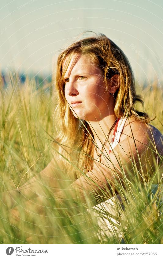 in the green Grass Lake Ocean Feminine Bikini Portrait photograph Summer
