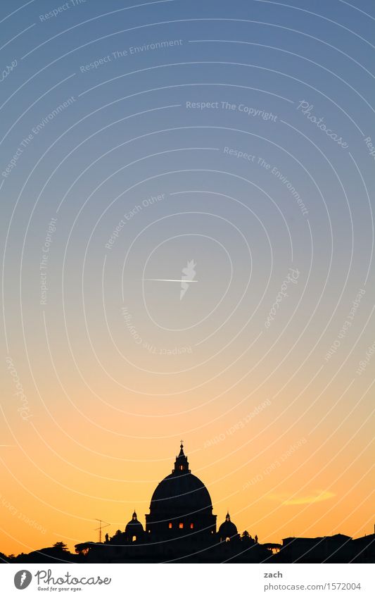 Enlightened Vacation & Travel Sightseeing City trip Sky Sunrise Sunset Rome Vatican Italy Town Capital city Downtown Old town Religion and faith Church Dome