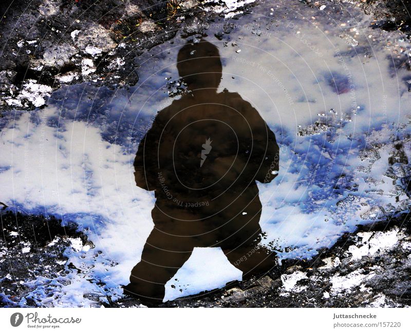 yeti Reflection Winter Cold Ice Snow Puddle Silhouette Shadow Frozen Freeze Human being Success Might Yeti Juttas snail