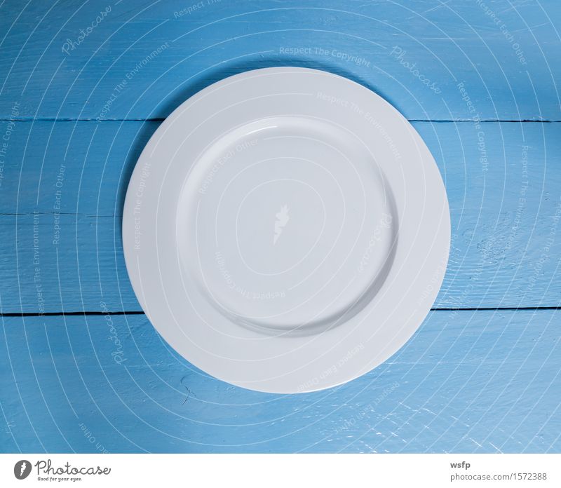 Empty plate on blue wood background Plate Restaurant Gastronomy Blue White Menu menu card Dish map Guesthouse Invitation Rustic sign Blackboard Copy Space