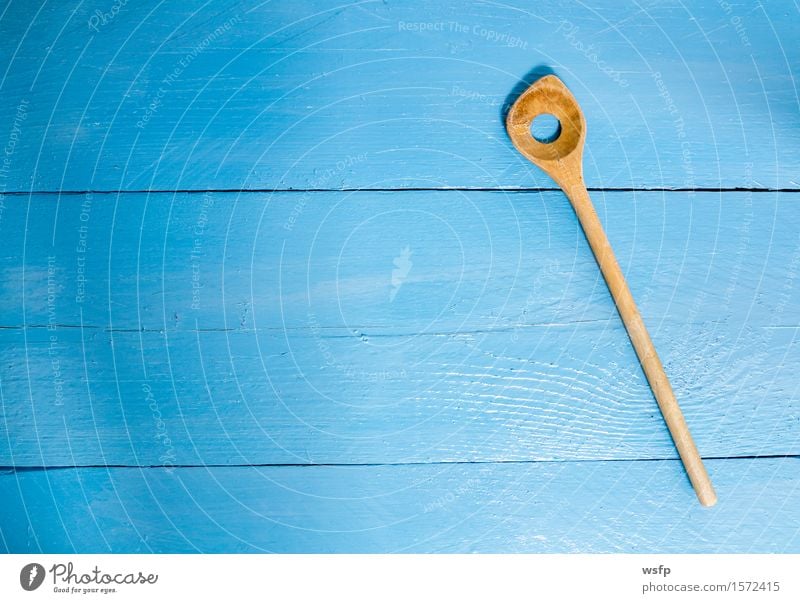 Cooking spoon on blue wood as background Kitchen Restaurant Gastronomy Wooden spoon Old Blue Wooden board Wooden table Wooden sign wooden background boards Menu
