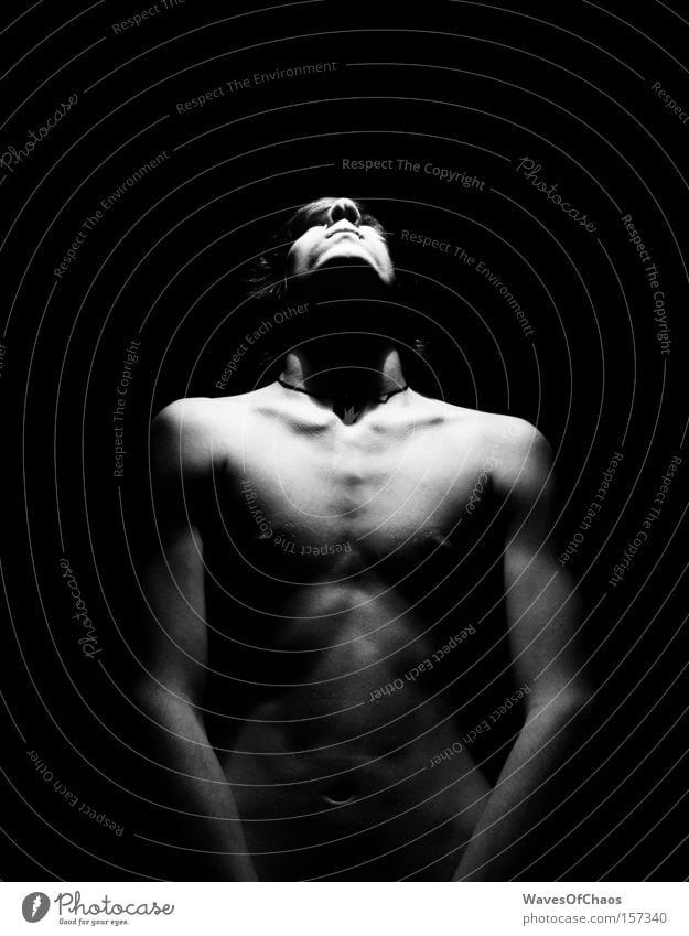 Uprising of the lost. Black White Monochrome Naked Shadow Exposure Light Above Black & white photo Youth (Young adults) self-portrait Nude photography Male nude
