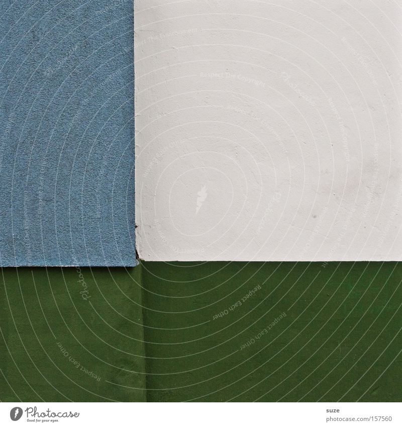 quad Style Design Wall (barrier) Wall (building) Authentic Sharp-edged Simple Cold Modern Blue Green White Plaster Geometry Golden section Division Graphic