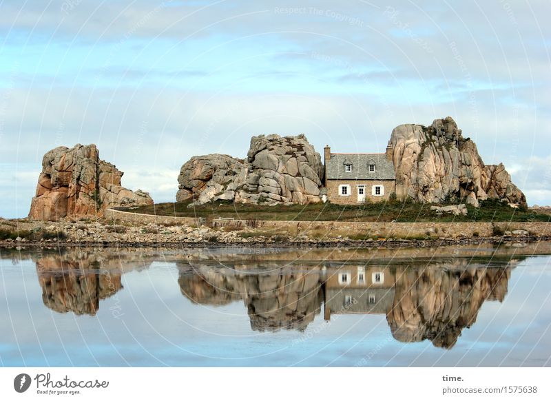 Stoned Environment Nature Landscape Sky Clouds Beautiful weather Rock coast Brittany House (Residential Structure) Manmade structures Architecture