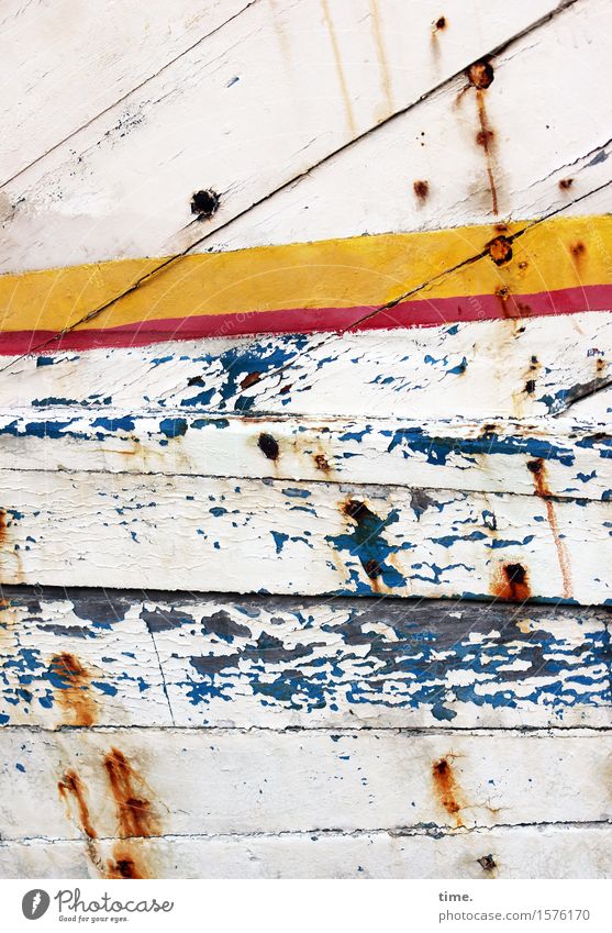 paint damage Art Navigation Fishing boat Watercraft Plank Spar varnish Wreck Colour Varnish Wood Rust Brash Hideous Historic Broken Maritime Trashy Gloomy