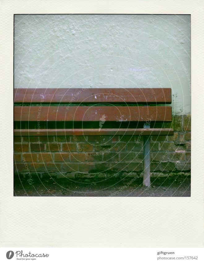 Half thing Seating Calm Empty Loneliness Wall (barrier) Polaroid Detail Furniture Boredom Bench put it on the back burner do half things Derelict