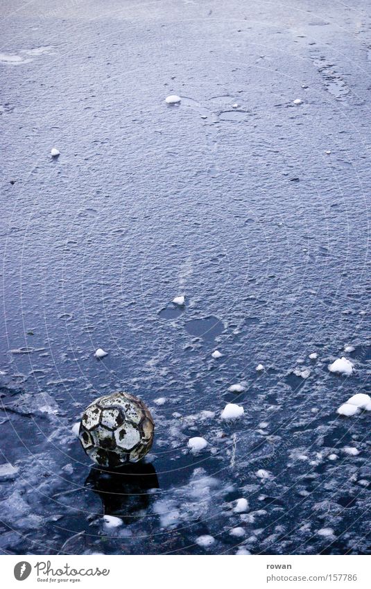 who gets the ball? Ball Foot ball Cold Winter Ice Doomed Old Lake Playing