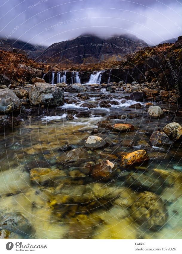 The Fairy Pools Environment Nature Landscape Elements Earth Water Clouds Weather Hill Rock Mountain River bank Fluid Free Fresh Scotland isle Isle of Skye
