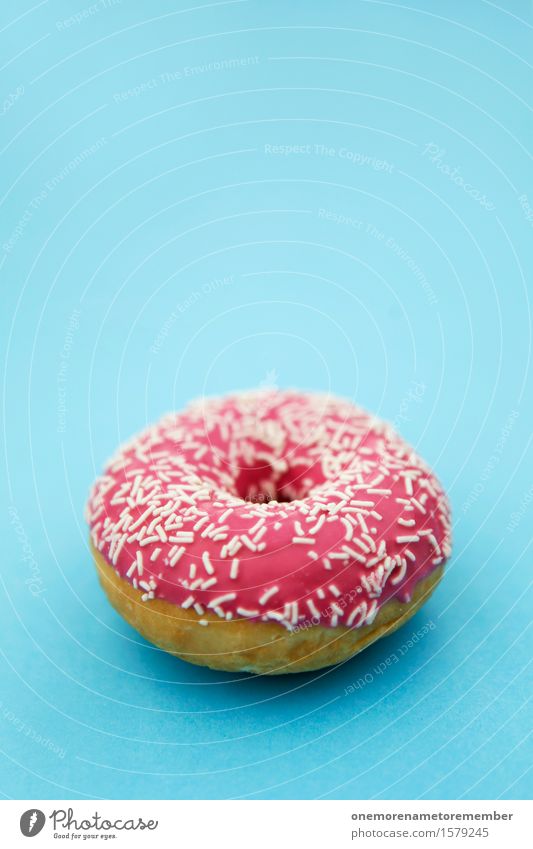 doughnut Art Work of art Esthetic Donut Sweet Candy Sweet shop Candy stand Sugar Delicious Pink Granules Blue Complementary colour Contrast Appetite Baker