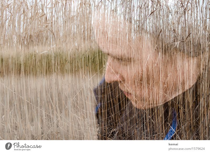 Self-Portrait Straw in the Head Human being Feminine Woman Adults Life Face 1 30 - 45 years Environment Agricultural crop Field Think Looking Dream Serene Calm