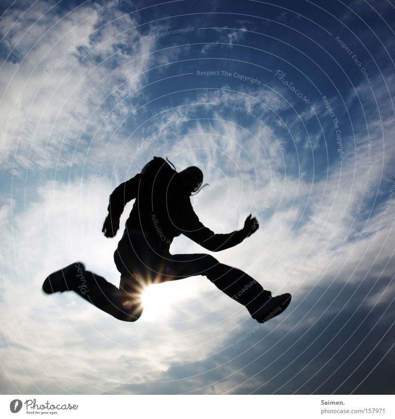 Jump for joy: "deluxe version" Exterior shot Shadow Joy Happy Life Contentment Playing Freedom Sky Clouds Movement Infinity Infinite Relief