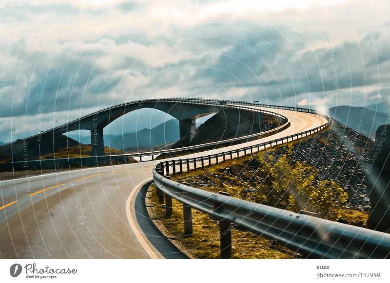 Atlantic road Vacation & Travel Landscape Mountain Bridge Manmade structures Transport Traffic infrastructure Motoring Street Lanes & trails Driving Exceptional