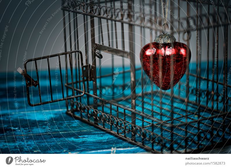 Red Hearts Valentine's Day Cage Wood Rust Love Dark Retro Blue Turquoise Loyalty Purity Belief Sadness Grief Lovesickness Longing Relationship Colour