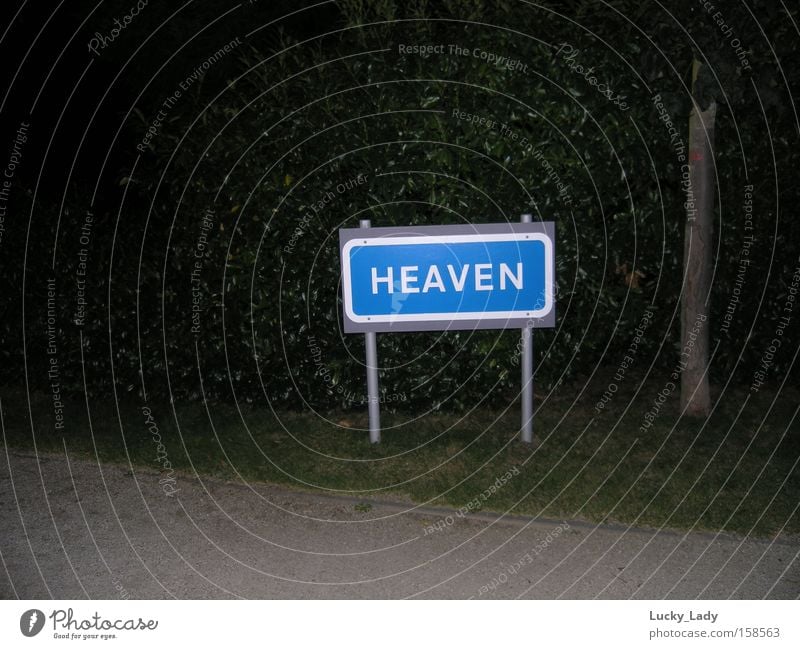 Way to heaven! Sky Signs and labeling Lanes & trails Blue White Dark Bright Street Meadow Grass