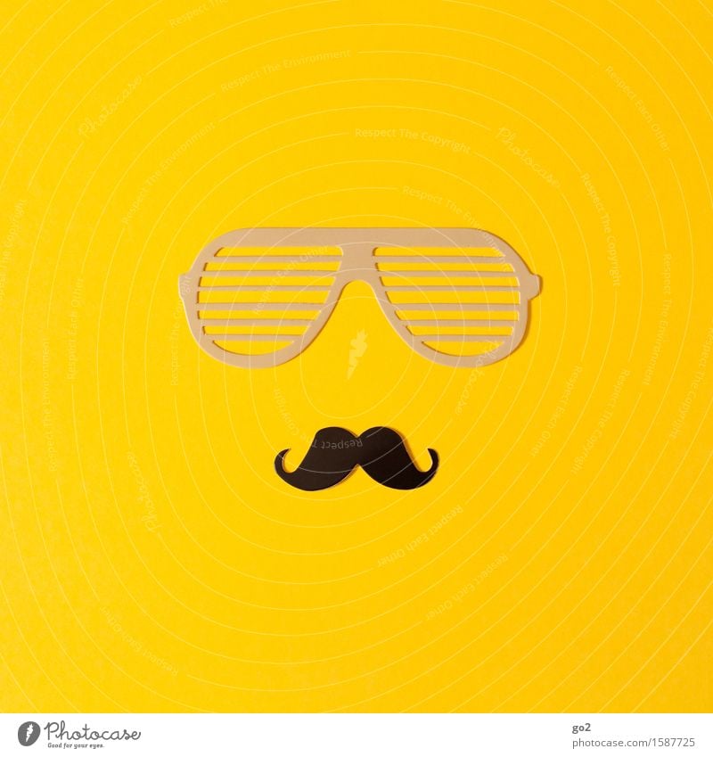 Glasses and beard Lifestyle Style Leisure and hobbies Handicraft Paper Eyeglasses Sunglasses Facial hair Moustache Cool (slang) Uniqueness Yellow Design Macho