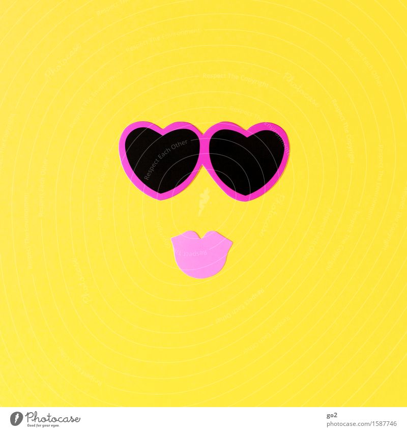 Uschi Leisure and hobbies Handicraft Birthday Mouth Lips Sign Heart Kissing Happiness Happy Kitsch Eroticism Cliche Feminine Yellow Pink Emotions