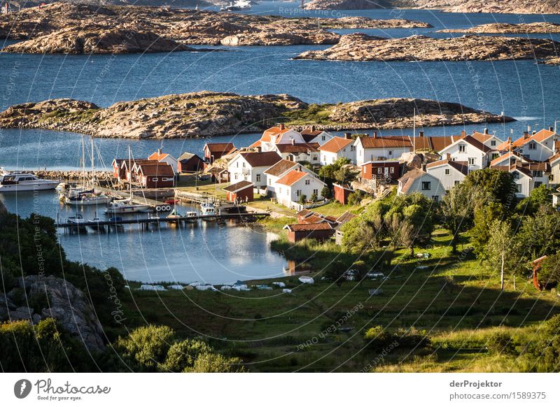 Small fishing village on the archipelago Environment Nature Landscape Plant Animal Summer Beautiful weather Hill Rock Waves Coast Lakeside Beach Fjord
