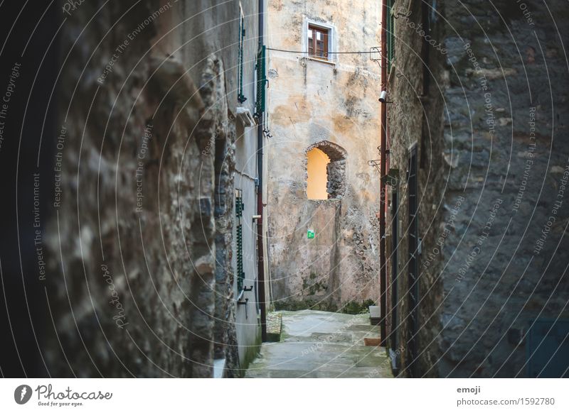 Lane I Village Old town Deserted House (Residential Structure) Wall (barrier) Wall (building) Facade Alley Colour photo Subdued colour Exterior shot Day Shadow
