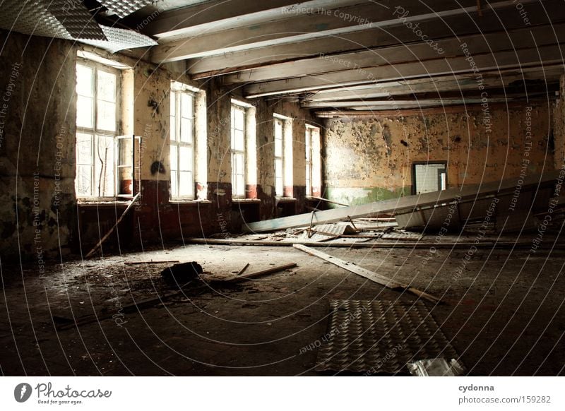 decay Window Room Location Loneliness Decline Vacancy Light Transience Time Life Memory Ceiling Destruction Old Military building Hall Derelict Obscure venues