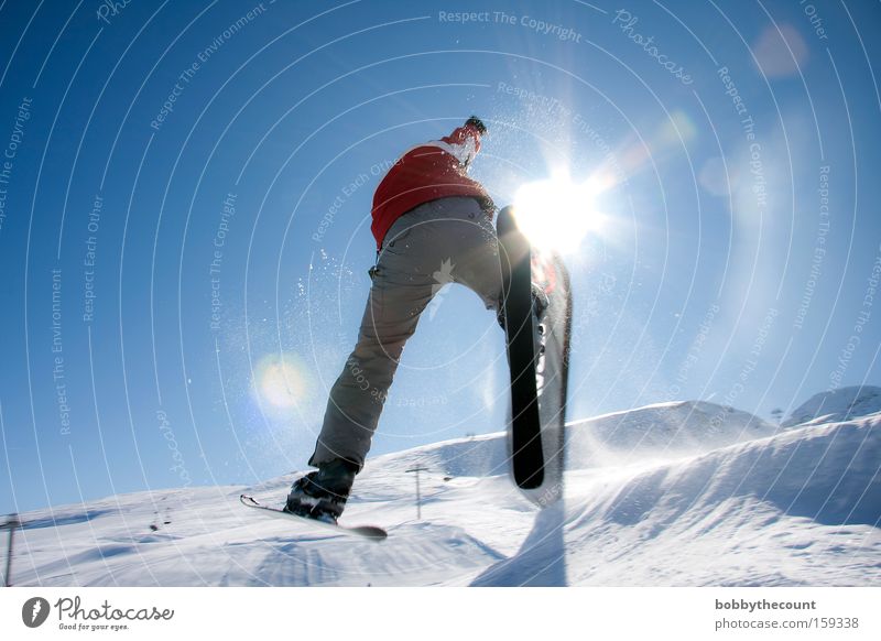 the harder you try... 360° Skiing Jump Rotation Corner Back-light Sun Winter Snow Winter sports Freestyle Effort Joy Wide angle France snowball right angle