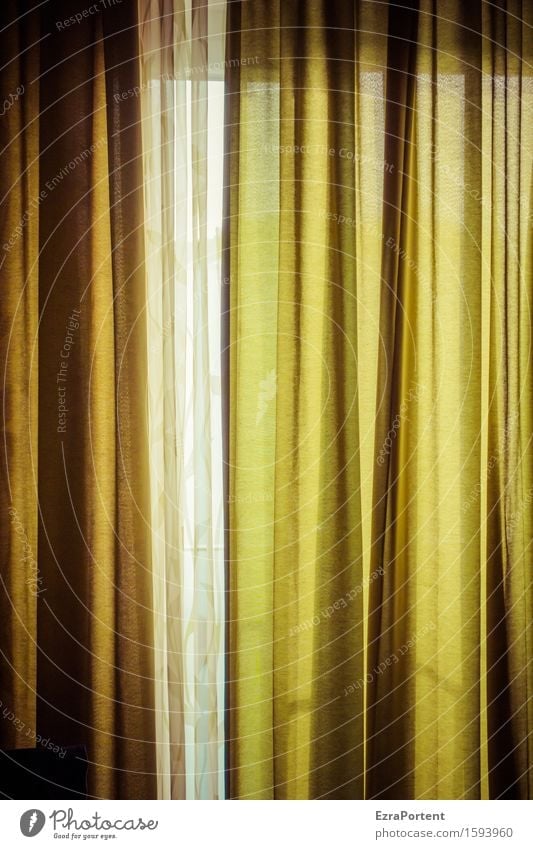 Curtain Up Living or residing Flat (apartment) Interior design Decoration Window Green Drape Protection Colour photo Interior shot Structures and shapes