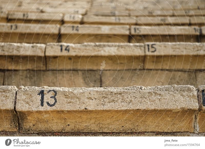 Thirteen Place number Event Stage play Amphitheatre Stairs Stone Digits and numbers Decline Transience Israel Colour photo Exterior shot Detail Deserted