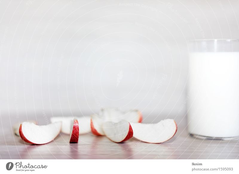 healthy breakfast, low in calories Dairy Products Apple apple pieces Part Frosted glass Milk Breakfast Diet Healthy Healthy Eating start into the day Nutrition