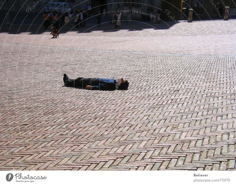 man on a floor Man Lie Lucca Summer Places Loneliness Individual Floor covering Sun