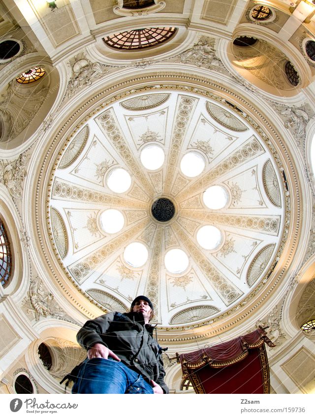round about Round Domed roof Light Worm's-eye view Man Human being Looking Easygoing Center point Old Architecture baroque Long exposure lanzeit exposure