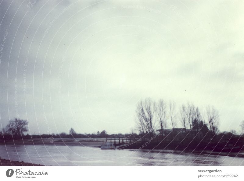 [HB 09.1] farsighted. Bremen Vantage point River Water Sky Vacation & Travel Flow Tree Gray Dreary Grief Landscape Winter Sparse Gloomy Lomography Coast Cover