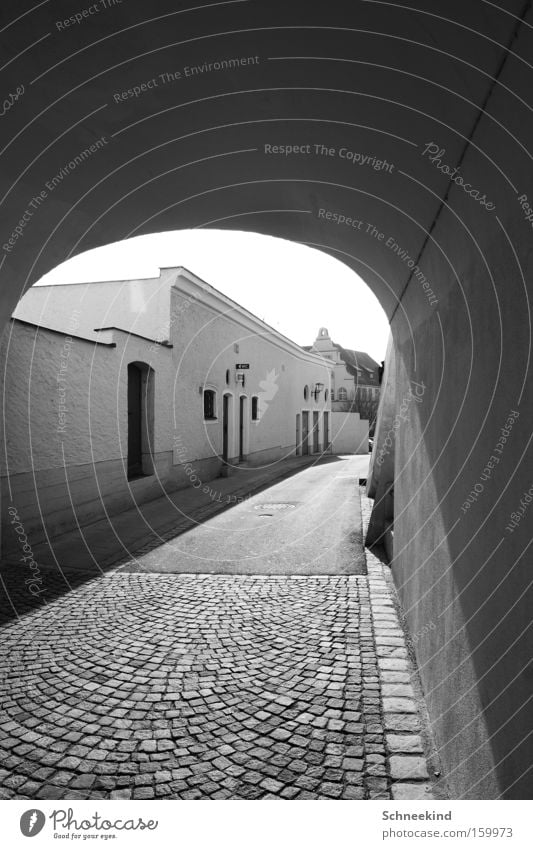old town Town Old town Flat (apartment) Street Toilet Cobblestones Wall (building) Light Shadow Black & white photo Lanes & trails Sun Building Tunnel Gate