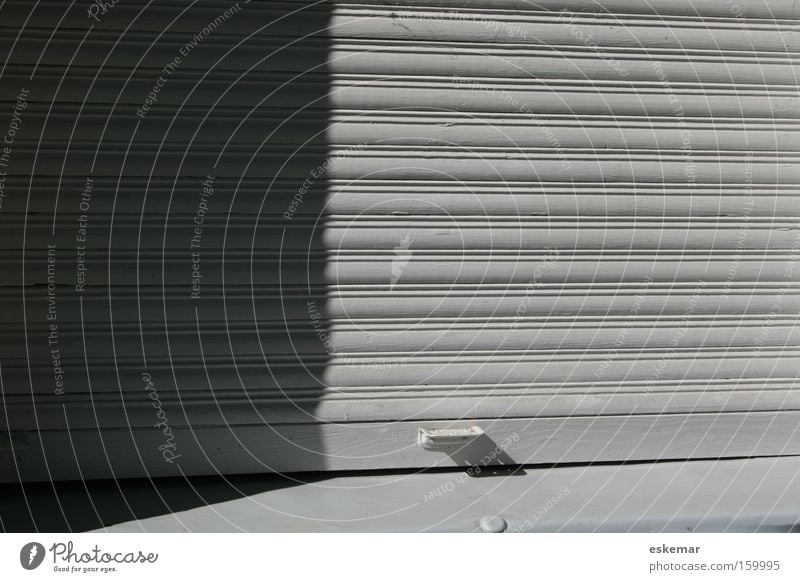 closed! Window Venetian blinds Roller blind Closed White Horizontal House (Residential Structure) Facade Barred Detail Grief Distress Fear Panic roller shutter
