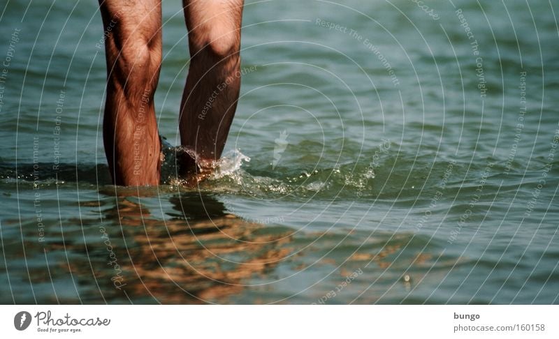 mare interna crura Ocean Water Legs Knee Calf Man Walking Mediterranean sea Vacation & Travel Summer Foot bath Swimming & Bathing