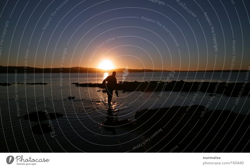 wet feet Ocean Sun Australia To enjoy Joy Relaxation Events Freedom Evening Barefoot Horizon Kangaroo Man Sunset