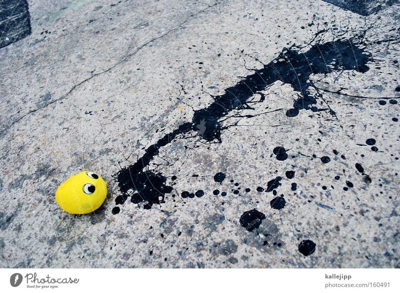 grungy Comic Figure Yellow Spit Black Gray Nausea Eyes Balloon Patch Drop Tar Street Street art Joy rub Vomiting