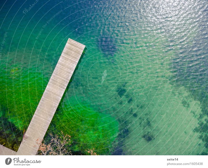 Lake / Lake. Bathing jetty, jetty. Aerial, drone. Wellness Harmonious Relaxation Calm Swimming & Bathing Leisure and hobbies Fishing (Angle) Vacation & Travel