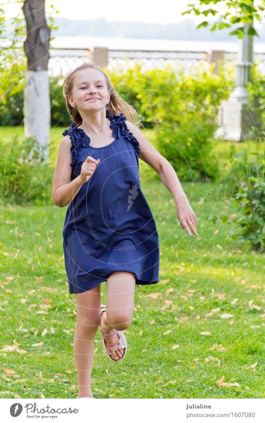 Cute running European girl Lifestyle Leisure and hobbies Playing Summer Child Schoolchild Girl Woman Adults Infancy 1 Human being 3 - 8 years 8 - 13 years